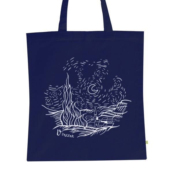 BIO platená taška s potlačou  Vincent van Gogh- Nočná obloha  biela