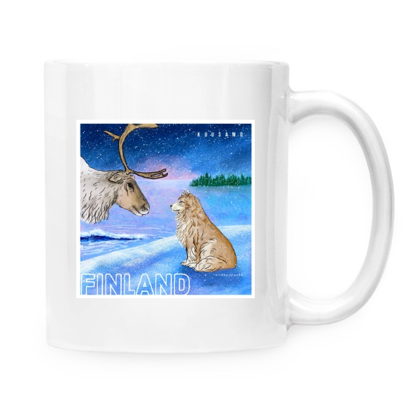 Cup white s potiskem Finland Kuusamo ENG