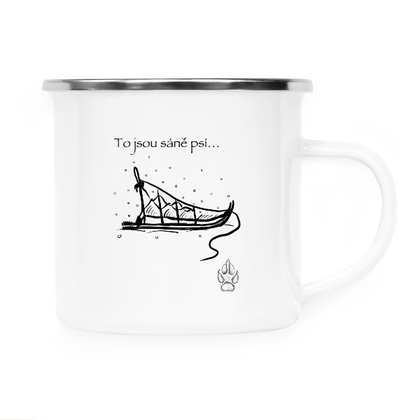 Plecháček - nerezový lem s potiskem saně psí