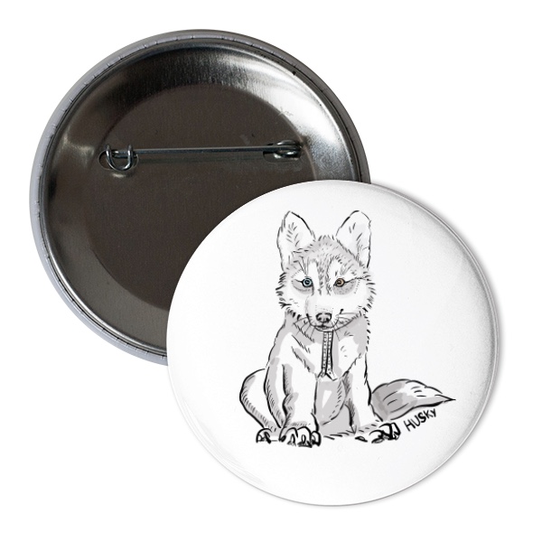 Odznáček  s potiskem štěně husky